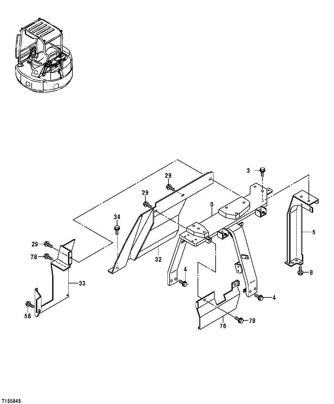 Схема запчастей John Deere 554 - 101 - Cover (Engine Compartment) 1910 Hood Or Engine Enclosure