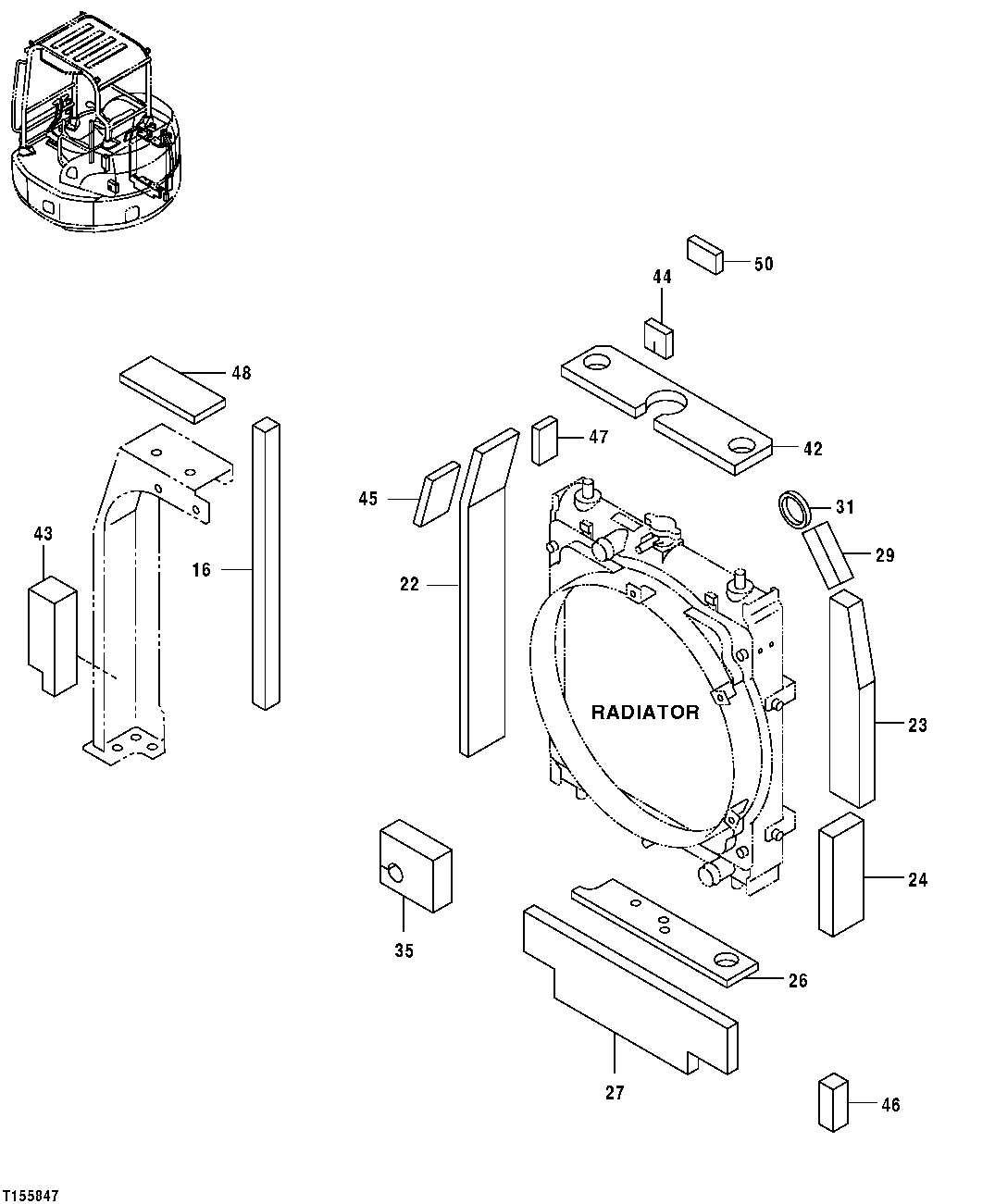 Схема запчастей John Deere 554 - 103 - BAFFLES (RADIATOR) 1910 Hood Or Engine Enclosure