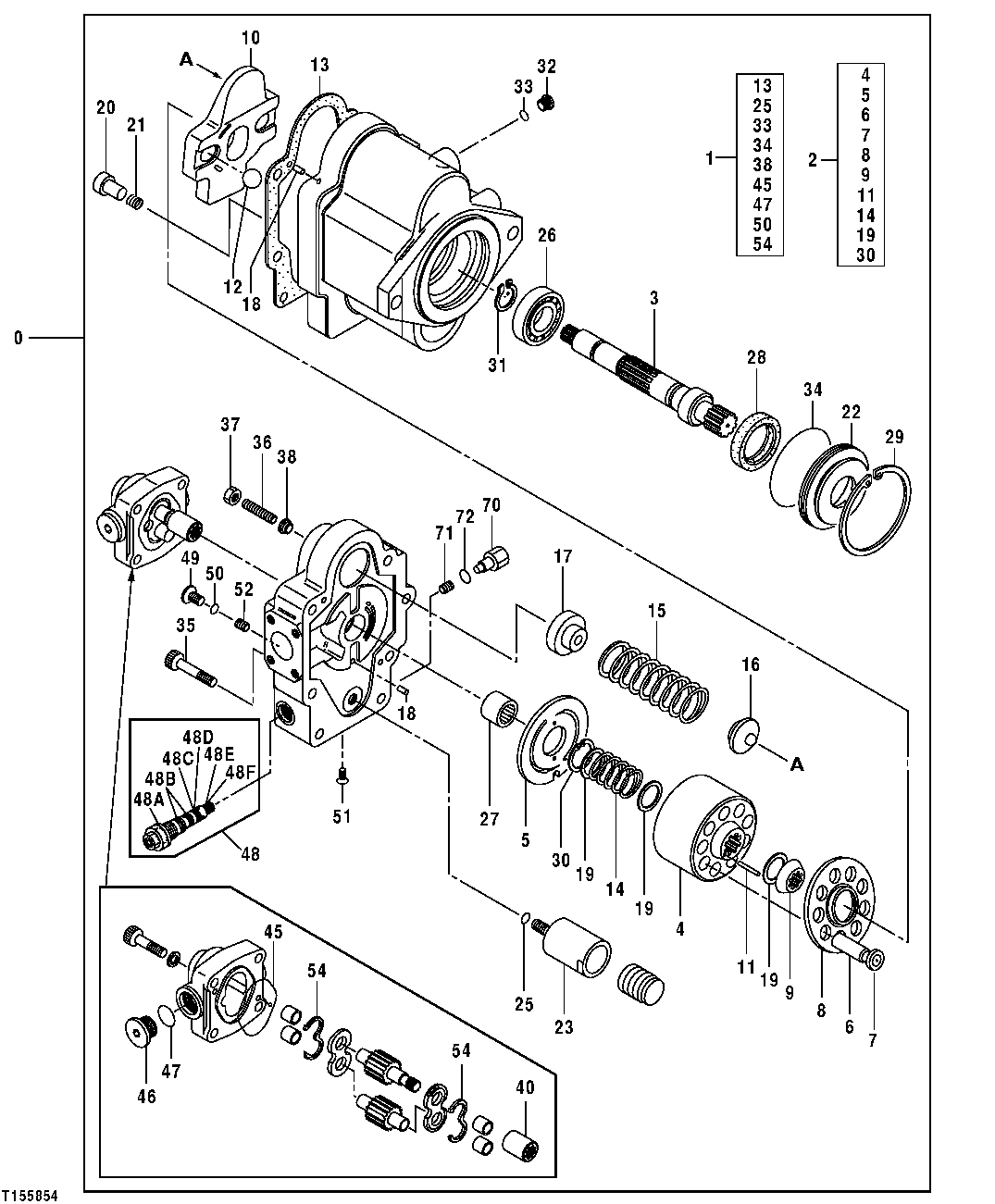 Схема запчастей John Deere 554 - 109 - Main Hydraulic Pump Components 2160 Vehicle Hydraulics