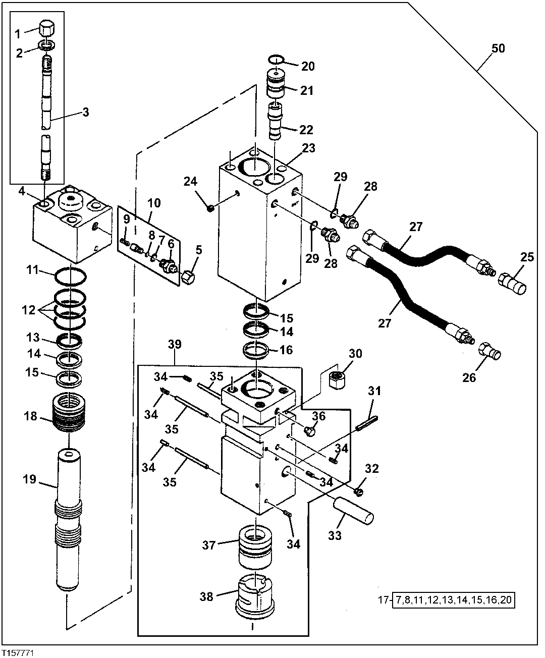 Схема запчастей John Deere 554 - 128 - HYDRAULIC BREAKER 3302 Buckets