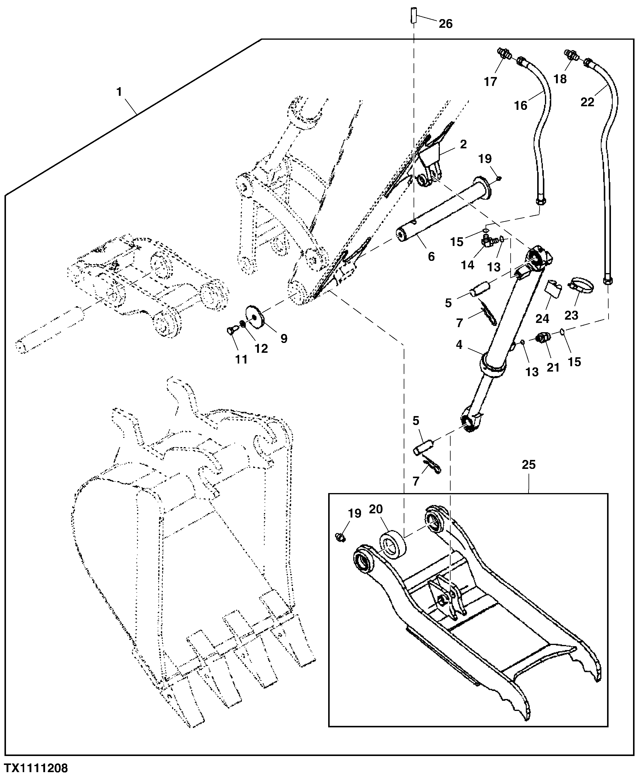 Схема запчастей John Deere 554 - 133 - Hydraulic Bucket Clamp (Replacement) 3302 Buckets