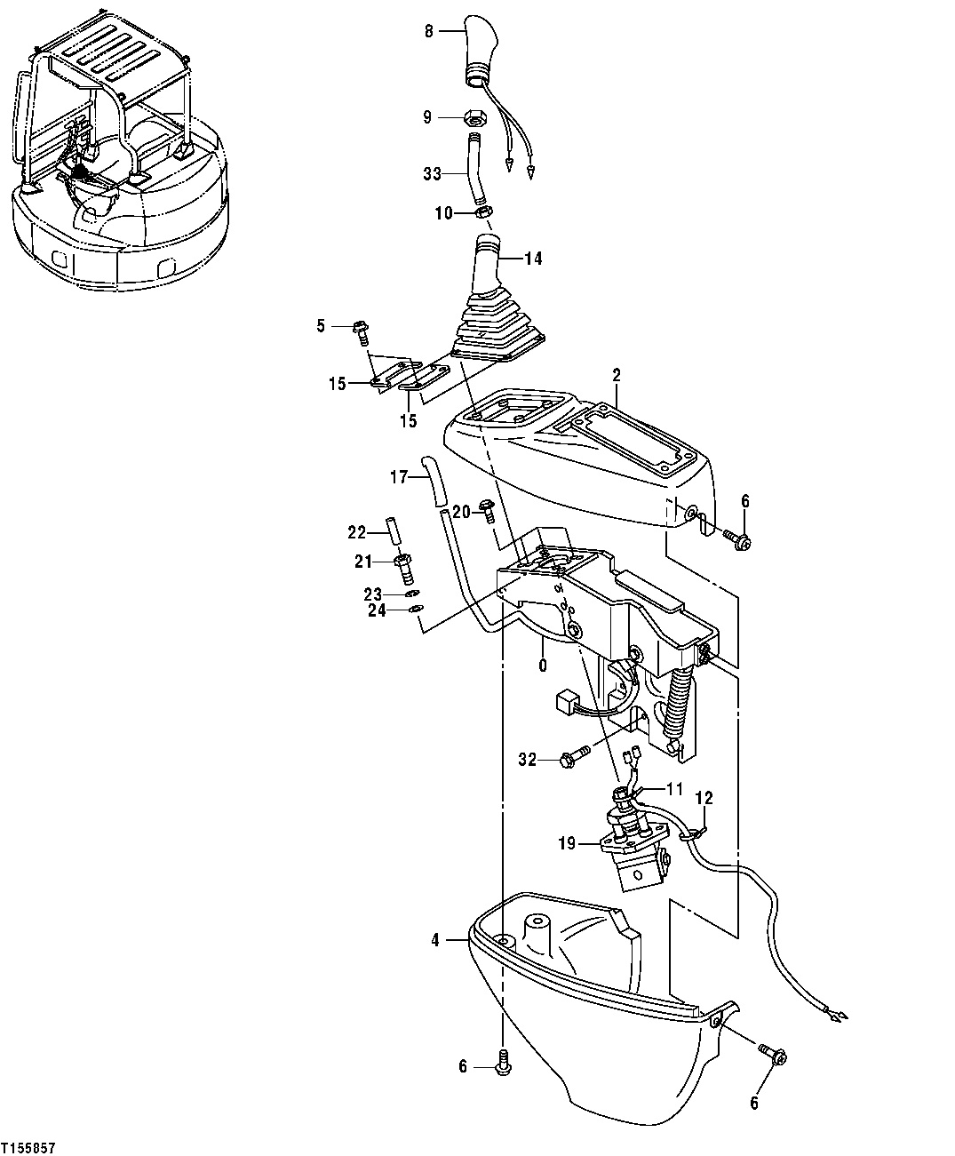 Схема запчастей John Deere 554 - 141 - CONSOLE (LEFT) AND PILOT CONTROL LEVER (DIG AND SWING) 3315 Controls Linkage