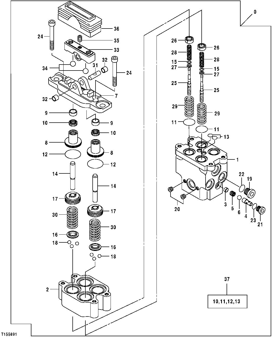 Схема запчастей John Deere 554 - 145 - PROPEL VALVE COMPONENTS 3315 Controls Linkage