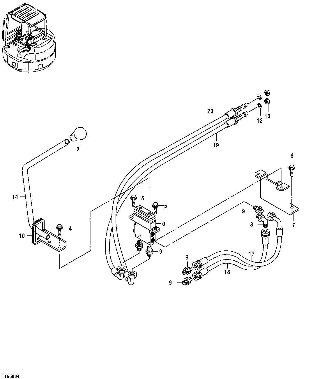 Схема запчастей John Deere 554 - 148 - BLADE CONTROL LEVER AND VALVE 3315 Controls Linkage