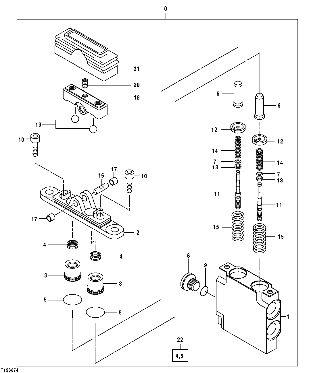 Схема запчастей John Deere 554 - 149 - Blade Control Valve Components 3315 Controls Linkage