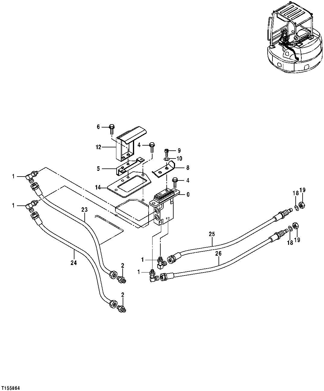 Схема запчастей John Deere 554 - 151 - BOOM SWING CONTROL PEDAL 3315 Controls Linkage