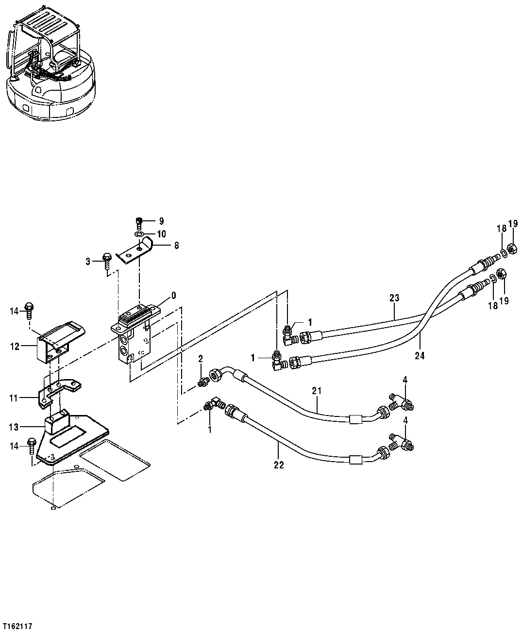 Схема запчастей John Deere 554 - 153 - AUXILIARY PEDAL AND CONTROL VALVE 3315 Controls Linkage