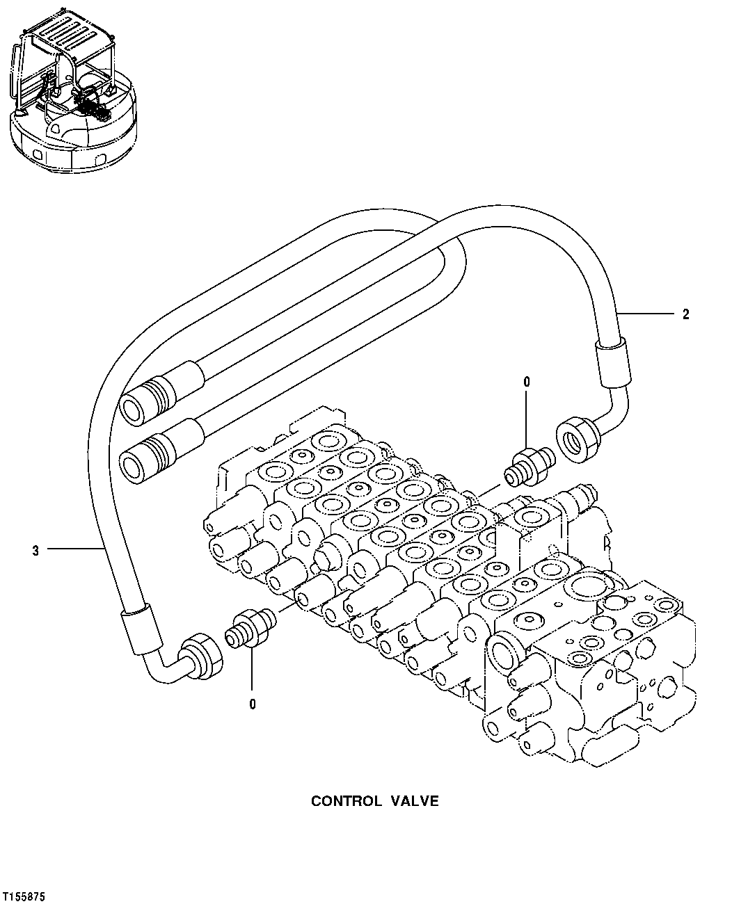 Схема запчастей John Deere 554 - 154 - AUXILIARY PEDAL HOSES 3315 Controls Linkage