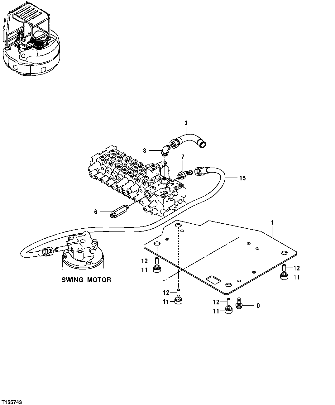 Схема запчастей John Deere 554 - 164 - OIL COOLER LINES (CONTINUED) 3360 HYDRAULIC SYSTEM