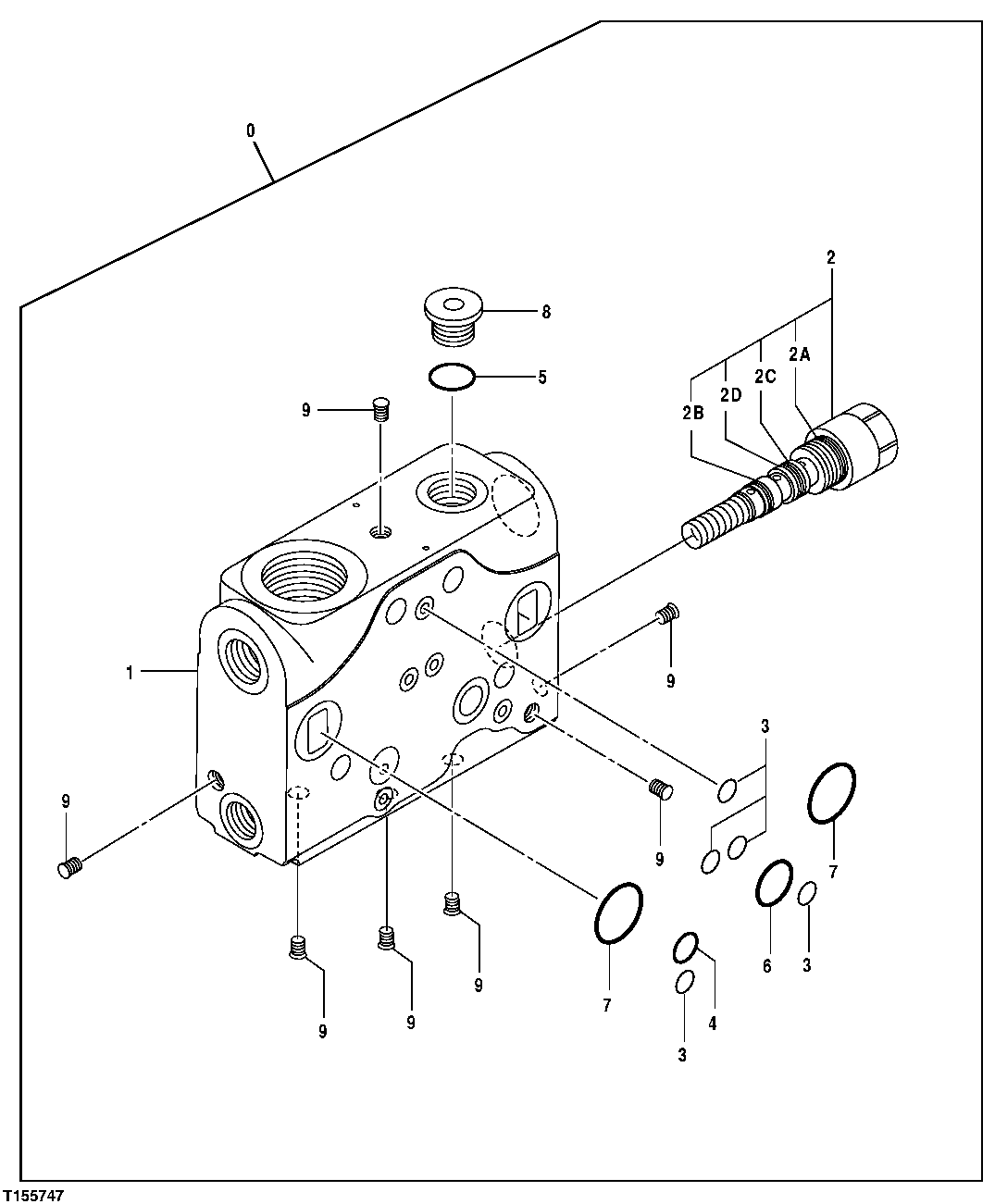 Схема запчастей John Deere 554 - 168 - Main Control Valve Components - Main Relief Valve Section 3360 HYDRAULIC SYSTEM