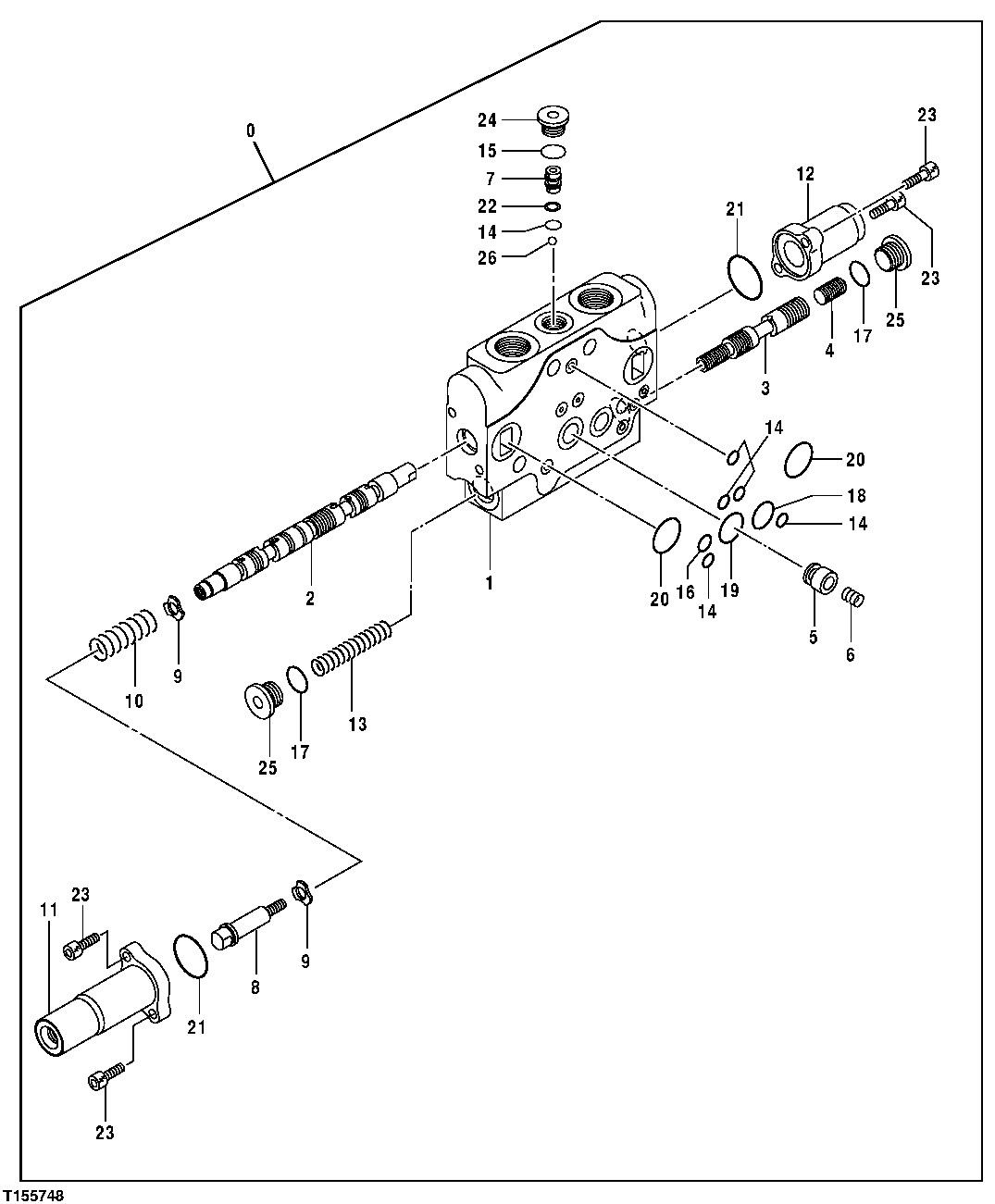 Схема запчастей John Deere 554 - 169 - Main Control Valve Components - Swing Section 3360 HYDRAULIC SYSTEM