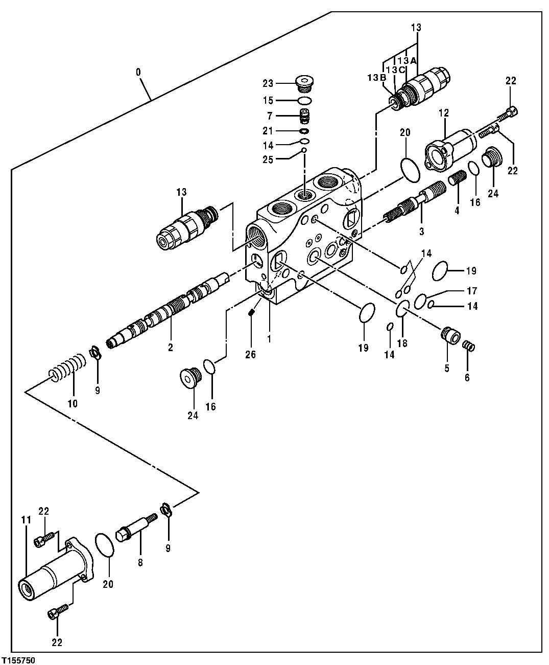 Схема запчастей John Deere 554 - 171 - Main Control Valve Components - Arm Section 3360 HYDRAULIC SYSTEM