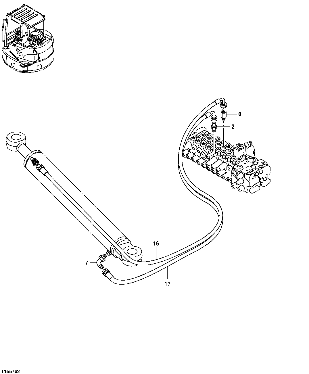 Схема запчастей John Deere 554 - 180 - Boom Swing Cylinder Lines 3360 HYDRAULIC SYSTEM