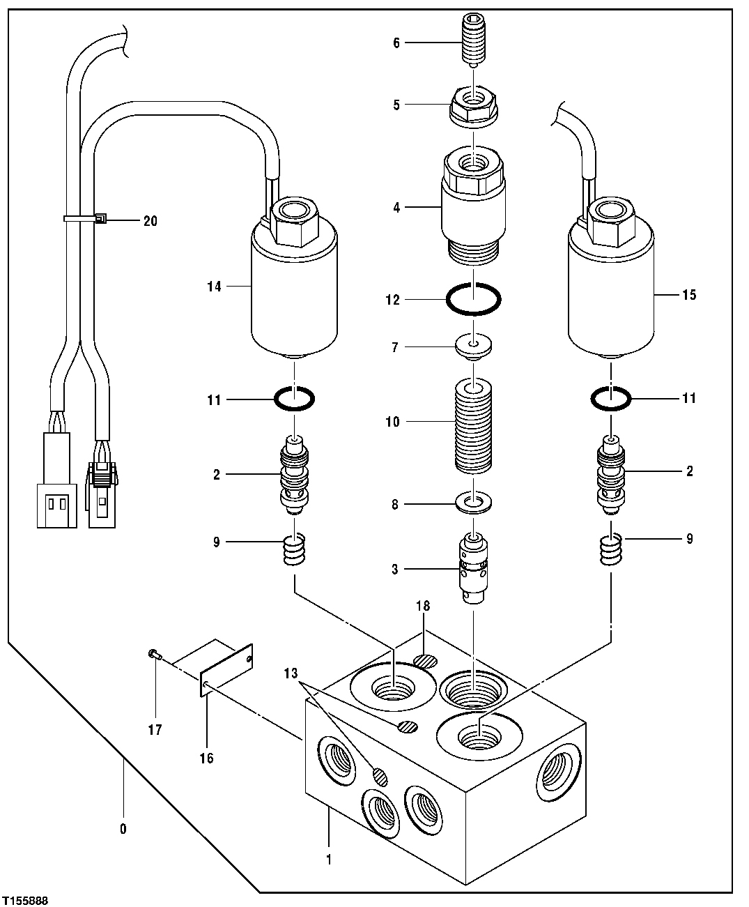 Схема запчастей John Deere 554 - 184 - Solenoid Valve Manifold 3360 HYDRAULIC SYSTEM