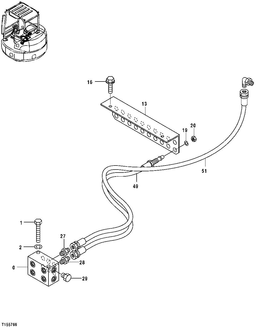 Схема запчастей John Deere 554 - 186 - PILOT LINES (MANIFOLD) 3360 HYDRAULIC SYSTEM