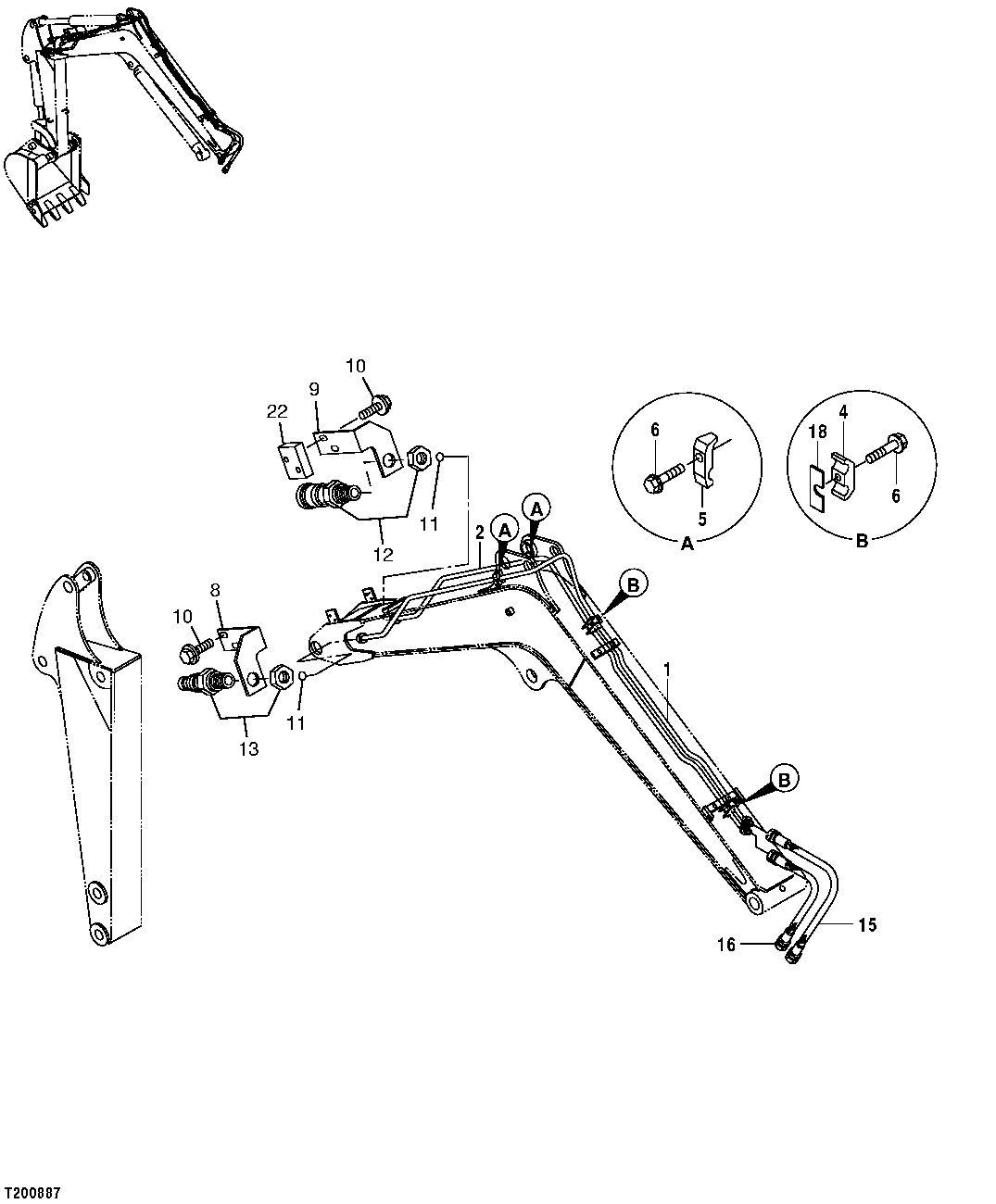 Схема запчастей John Deere 554 - 192 - Auxiliary Hydraulic Lines (Boom) 3360 HYDRAULIC SYSTEM