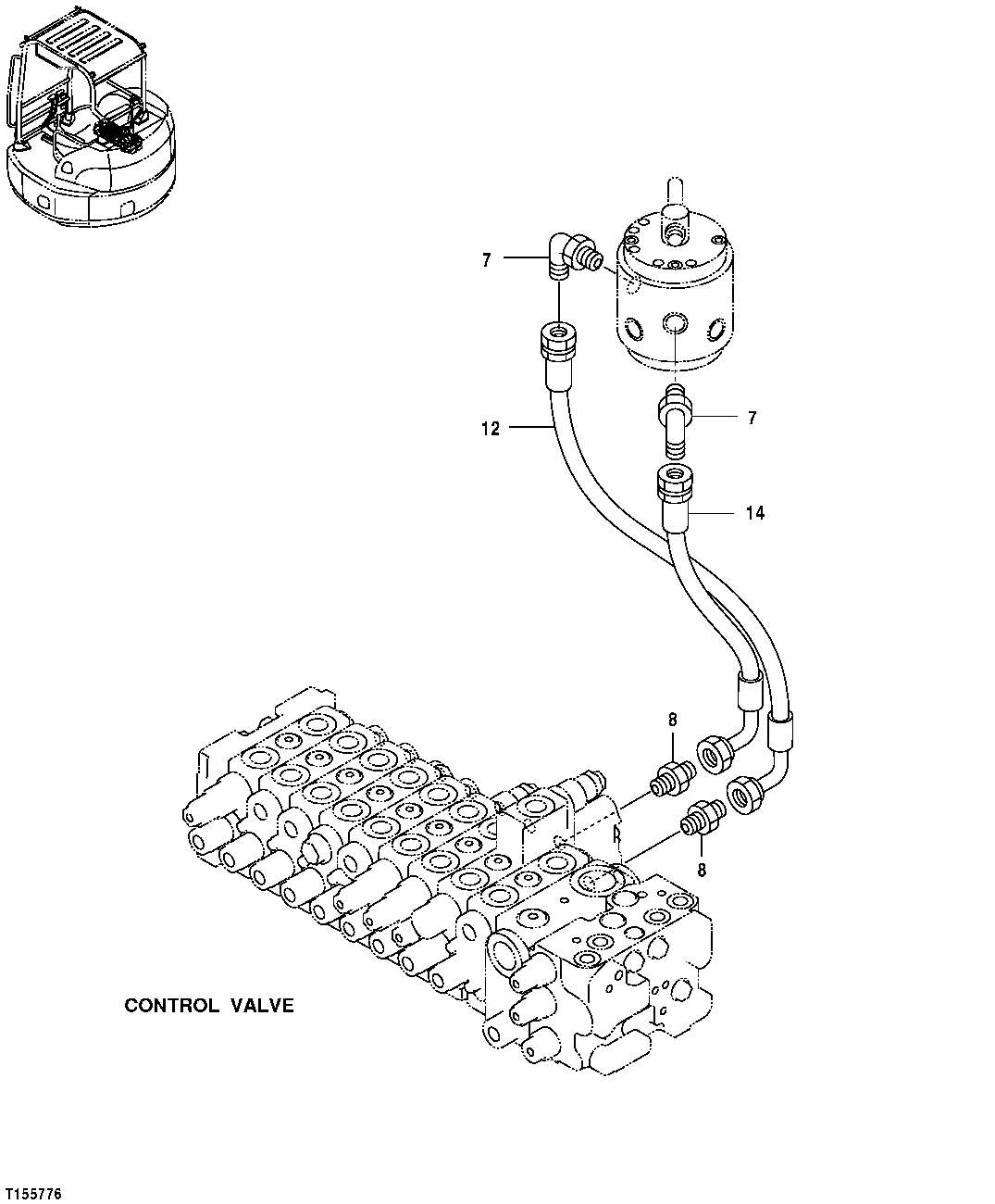 Схема запчастей John Deere 554 - 196 - PILOT CONTROLLER PATTERN CONVERSION LINES 3360 HYDRAULIC SYSTEM