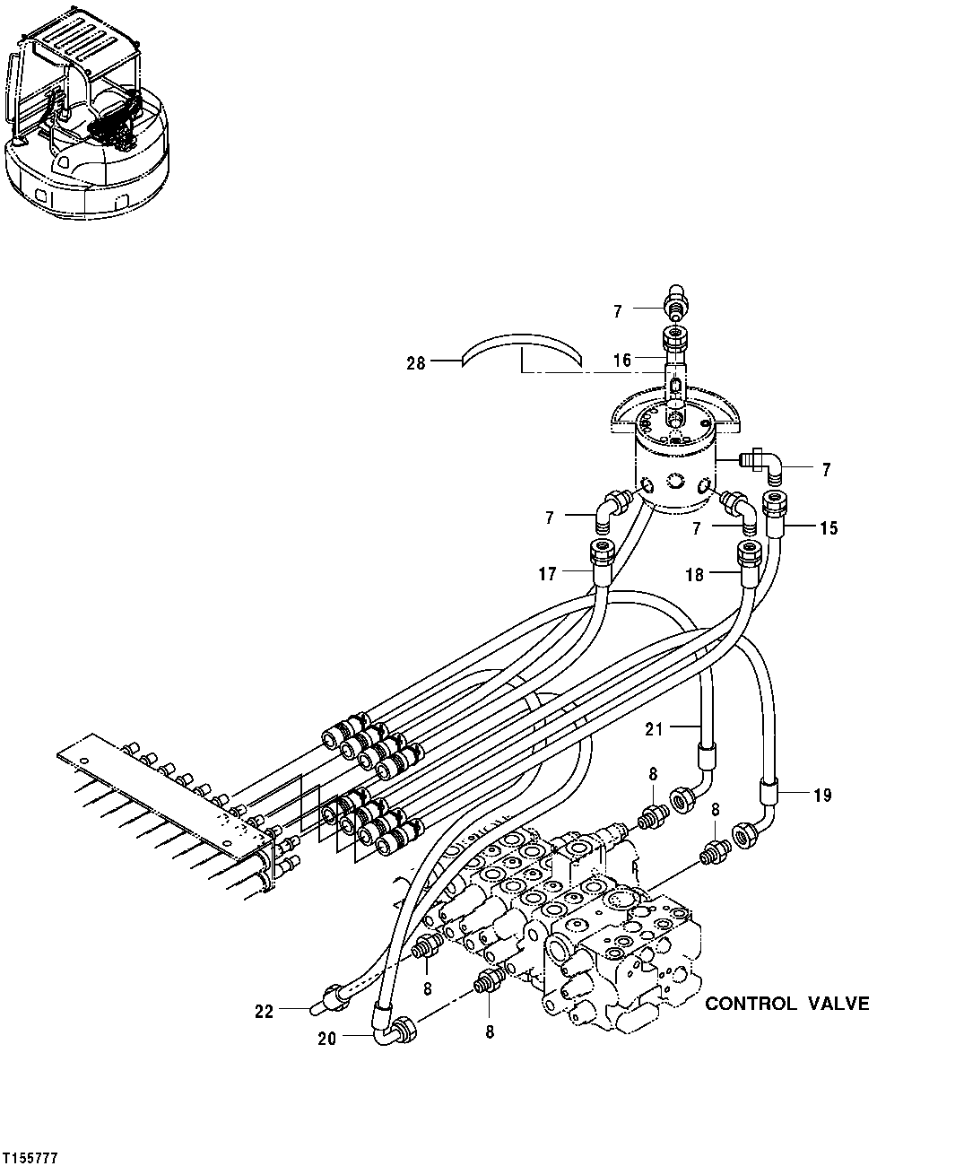 Схема запчастей John Deere 554 - 197 - PILOT CONTROLLER PATTERN CONVERSION LINES (CONTINUED) 3360 HYDRAULIC SYSTEM