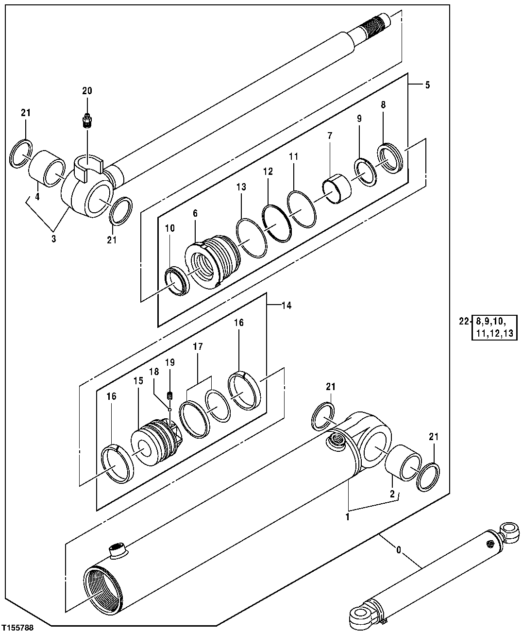 Схема запчастей John Deere 554 - 198 - Boom Swing Cylinder 3360 HYDRAULIC SYSTEM