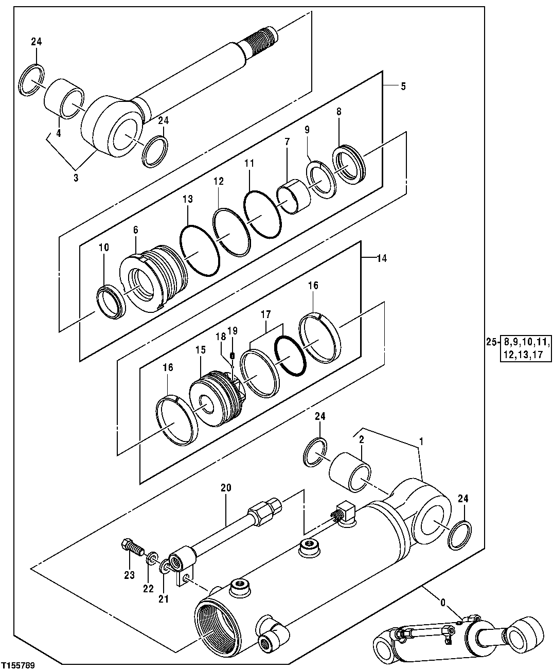 Схема запчастей John Deere 554 - 199 - Blade Cylinder 3360 HYDRAULIC SYSTEM