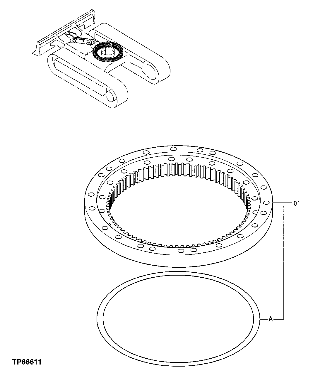 Схема запчастей John Deere 554 - 203 - Swing Bearing 4350 Mechanical Drive Elements