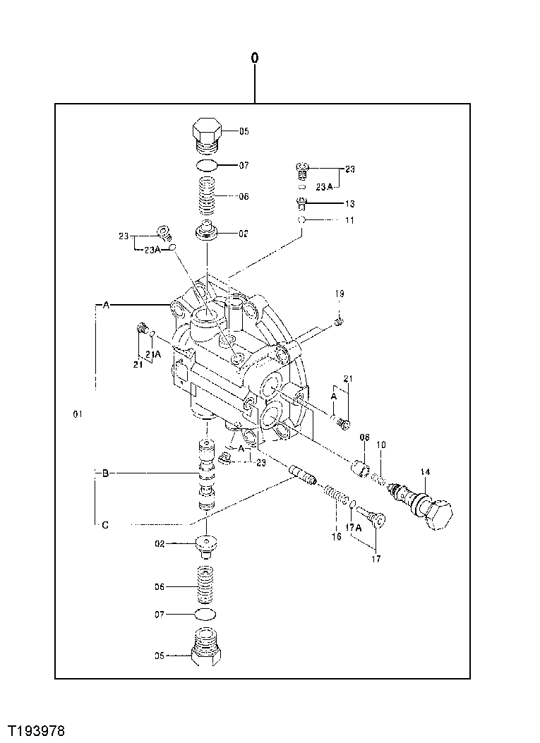 Схема запчастей John Deere 35C RTS - 28 - PROPEL MOTOR BRAKE VALVE COMPONENTS (STD DRAWBAR)(SN 350040- ) 0260 AXLES, DIFF. & SUSP. SYS. HYD. (INCL. FWD)