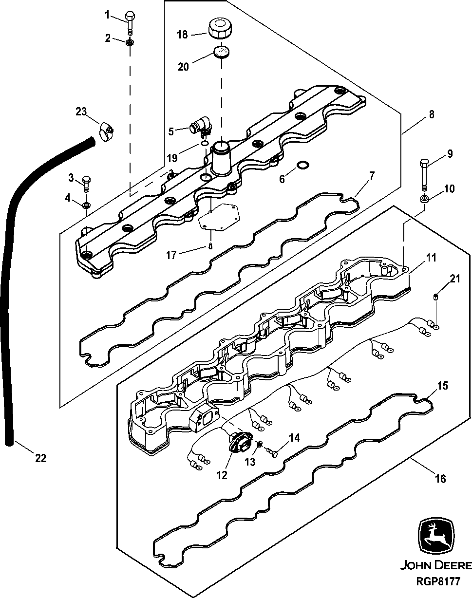 Схема запчастей John Deere 35C RTS - 103 - ROCKER ARM COVER 0400B 6081HT008 6081HT008-RE527869 6081HT008