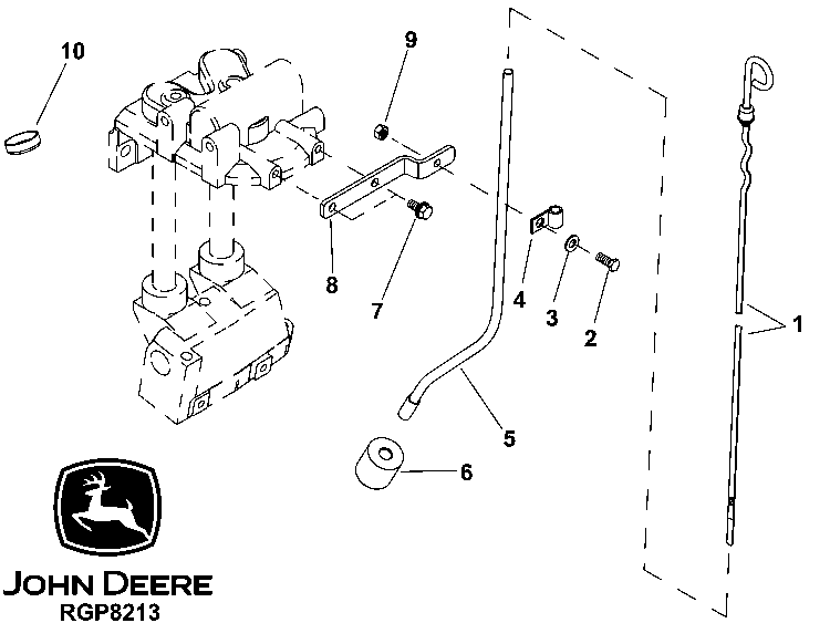 Схема запчастей John Deere 35C RTS - 108 - ENGINE OIL DIPSTICK 0400B 6081HT008 6081HT008-RE527869 6081HT008