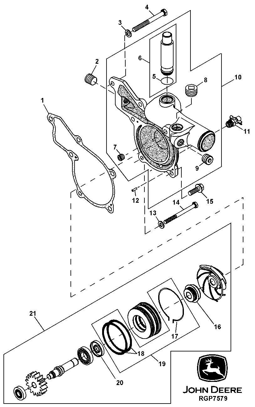 Схема запчастей John Deere 35C RTS - 120 - WATER PUMP 0400B 6081HT008 6081HT008-RE527869 6081HT008