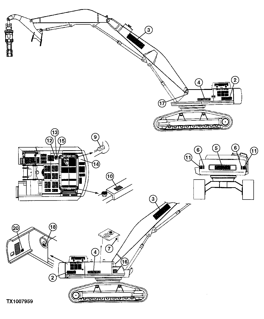 Схема запчастей John Deere 35C RTS - 189 - BASE MACHINE LABELS AND DECALS 1322 DECALS & TRADEMARKS