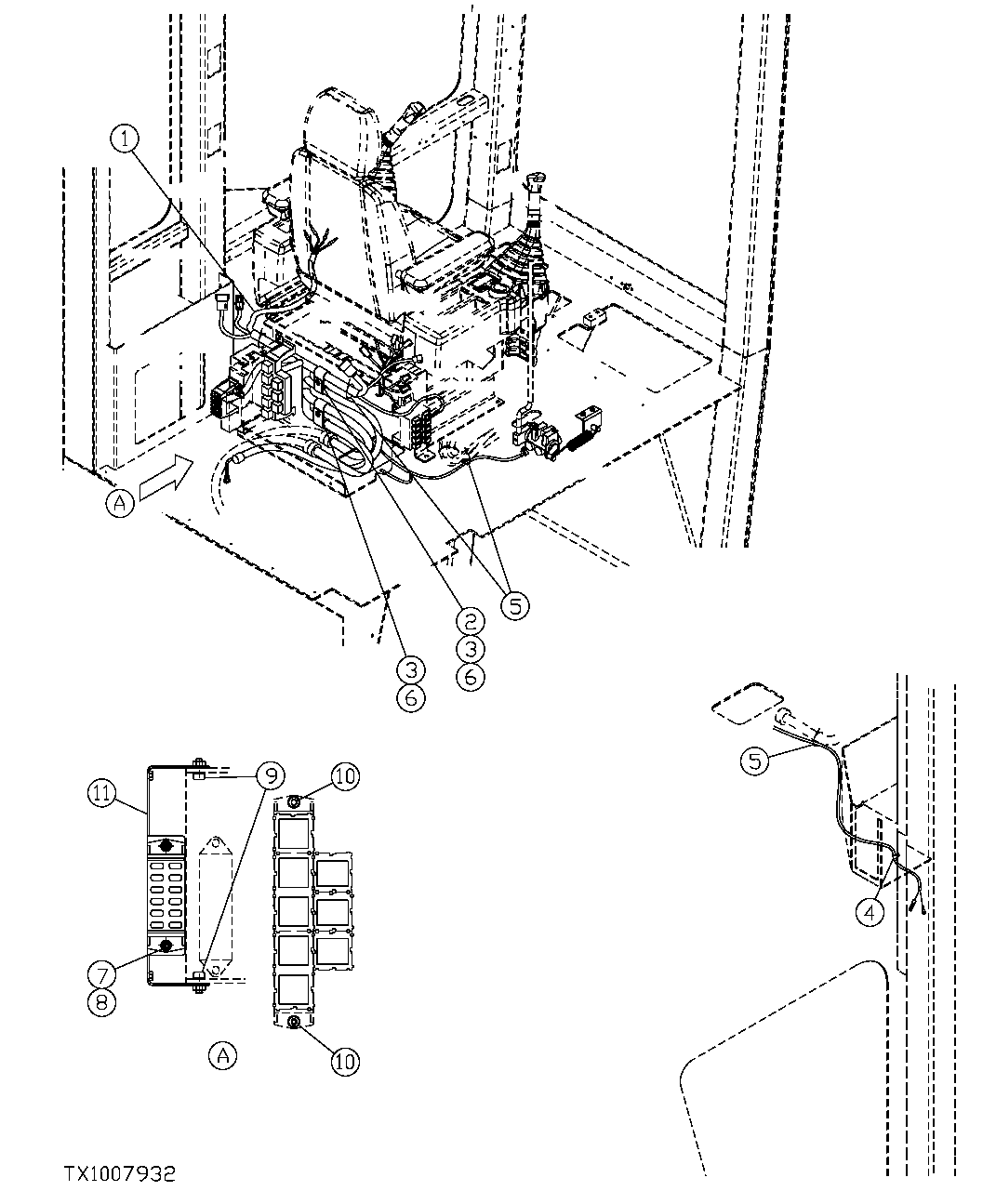 Схема запчастей John Deere 35C RTS - 261 - REAR ENTRY CAB MAIN WIRING HARNESS FOR VALVE IN HEAD 1674C REAR ENTRY CAB WIRING HARNESS AND SWITCHES