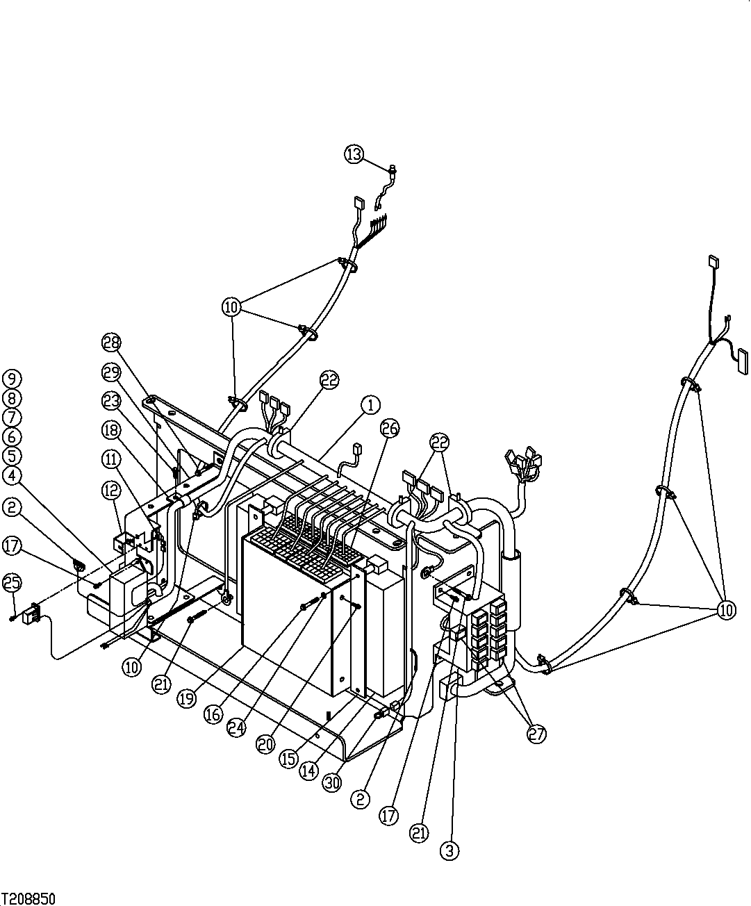 Схема запчастей John Deere 35C RTS - 263 - REAR ENTRY CAB ELECTRICAL BOX 1674C REAR ENTRY CAB WIRING HARNESS AND SWITCHES