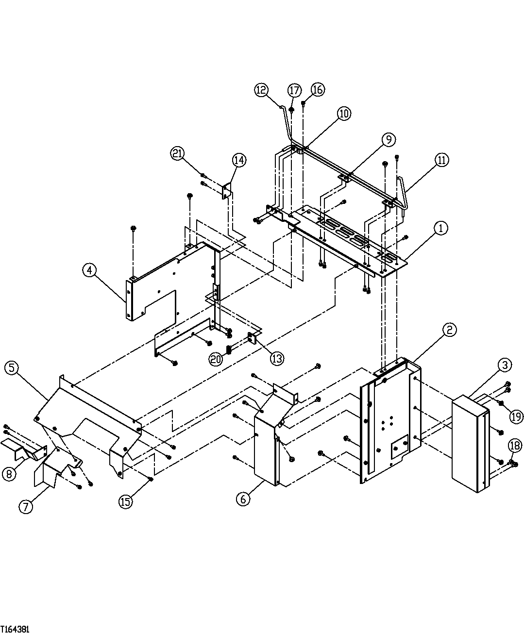 Схема запчастей John Deere 35C RTS - 407 - HYDRAULIC PUMP COMPARTMENT PANELS 1910 HOOD OR ENGINE ENCLOSURE