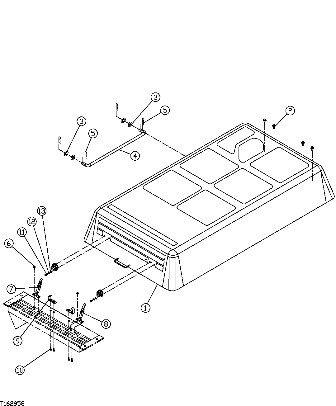 Схема запчастей John Deere 35C RTS - 414 - ENGINE COMPARTMENT HOOD 1910 HOOD OR ENGINE ENCLOSURE