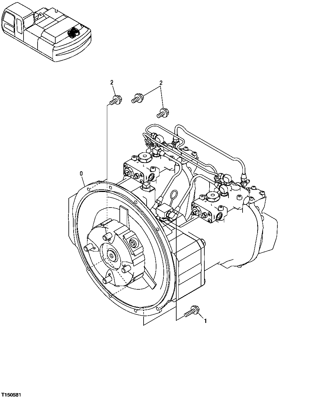 Схема запчастей John Deere 35C RTS - 439 - HYDRAULIC PUMP MOUNTING 2160 VEHICLE HYDRAULICS