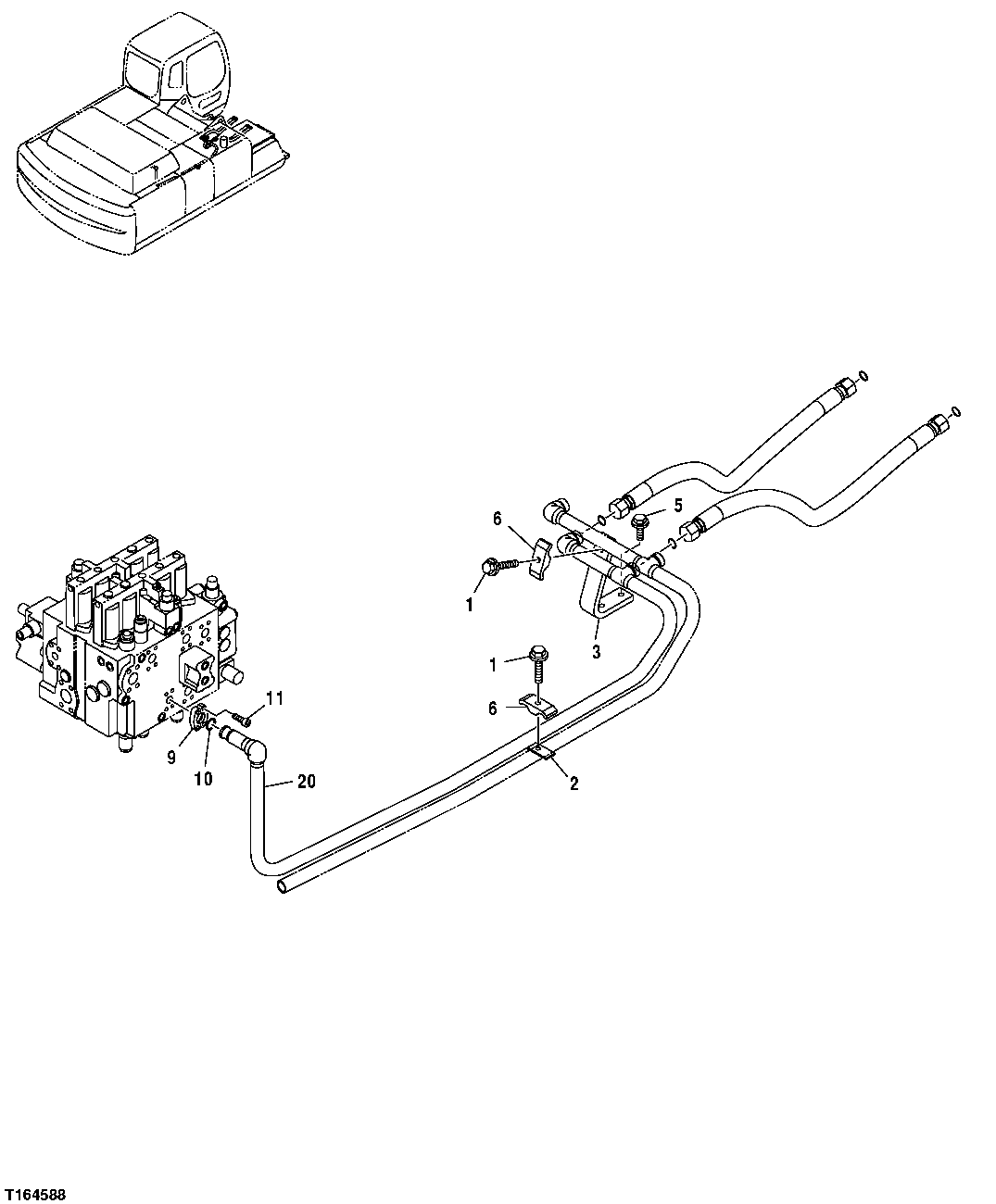 Схема запчастей John Deere 35C RTS - 486 - BOOM LINES 3360 HYDRAULIC SYSTEM