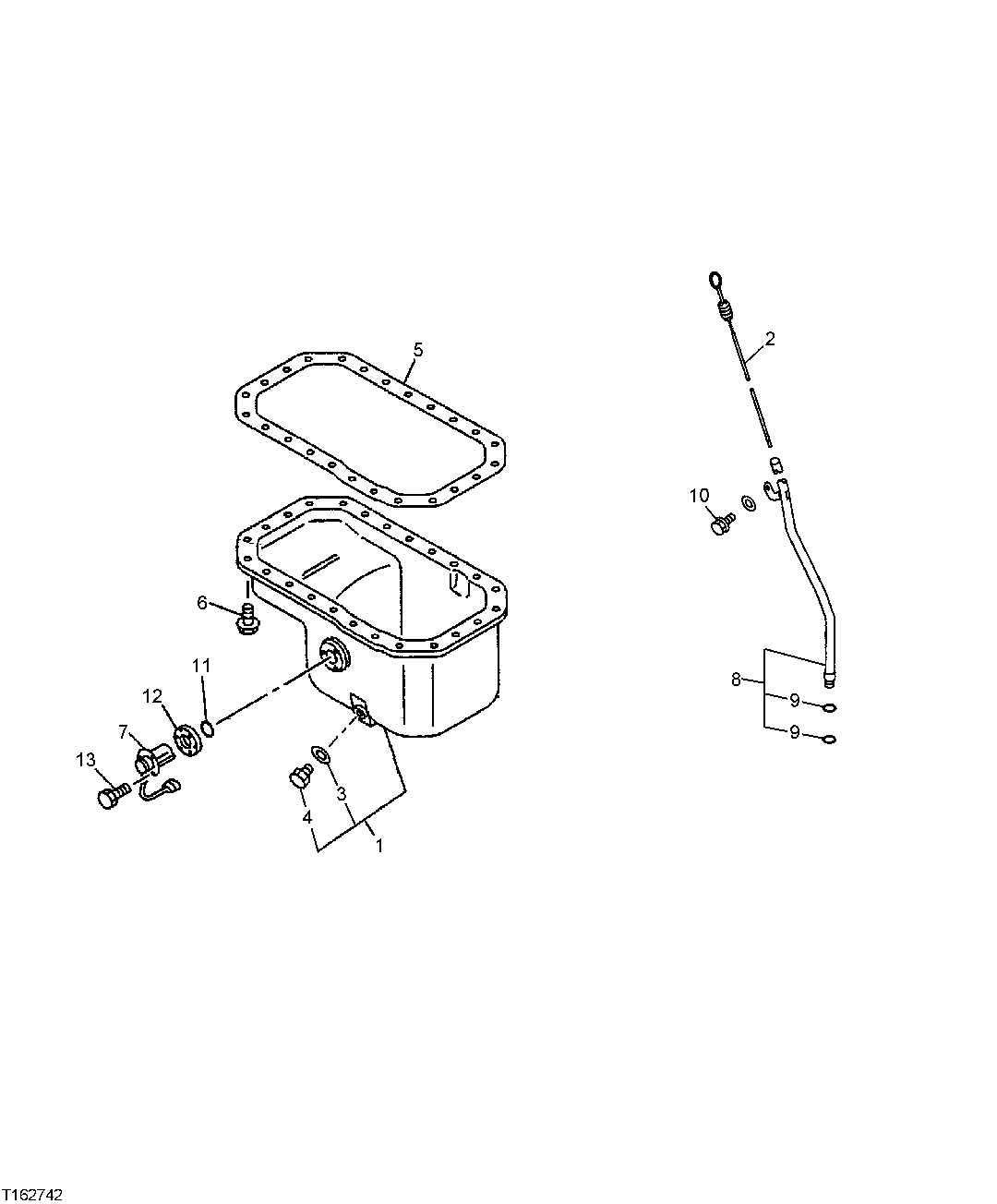 Схема запчастей John Deere 25CLC RTS - 23 - ENGINE OIL PAN AND DIPSTICK 0407 ENGINE OILING SYSTEM