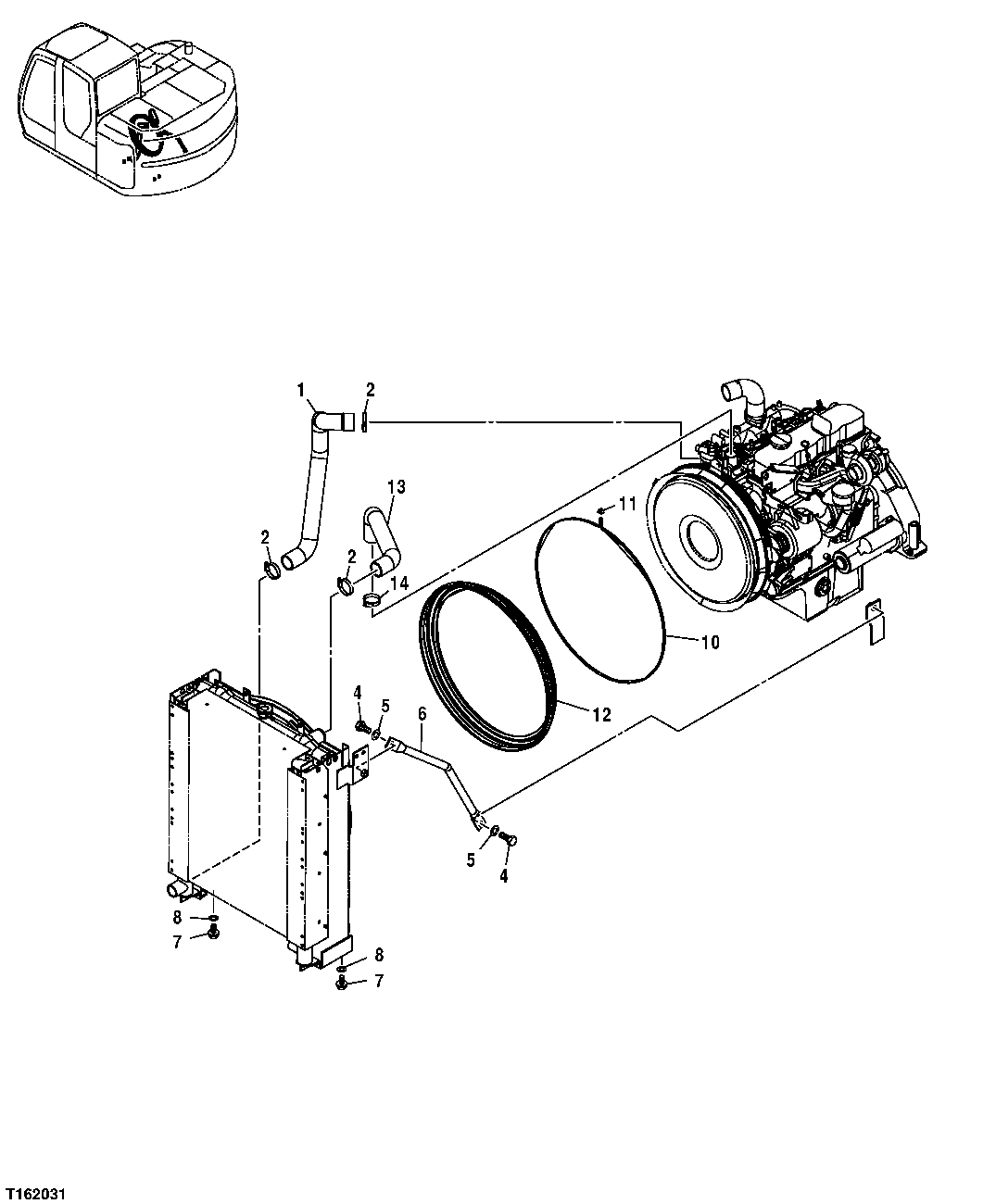 Схема запчастей John Deere 25CLC RTS - 52 - RADIATOR SUPPORT 0511 RADIATOR & FAN SHROUD