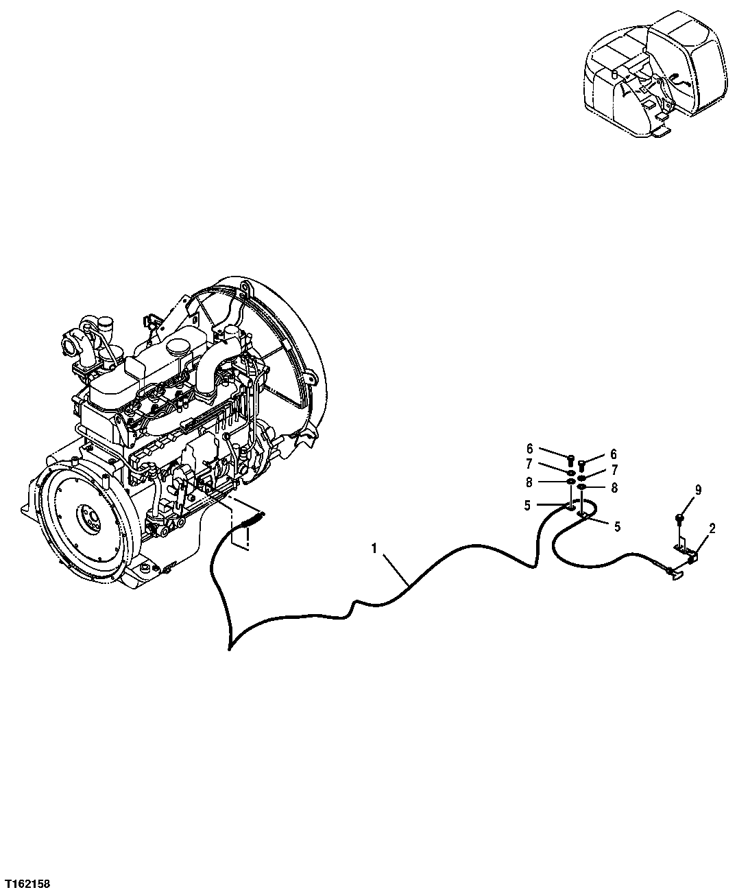 Схема запчастей John Deere 25CLC RTS - 58 - ENGINE STOP CABLE 0515 ENGINE SPEED CONTROLS