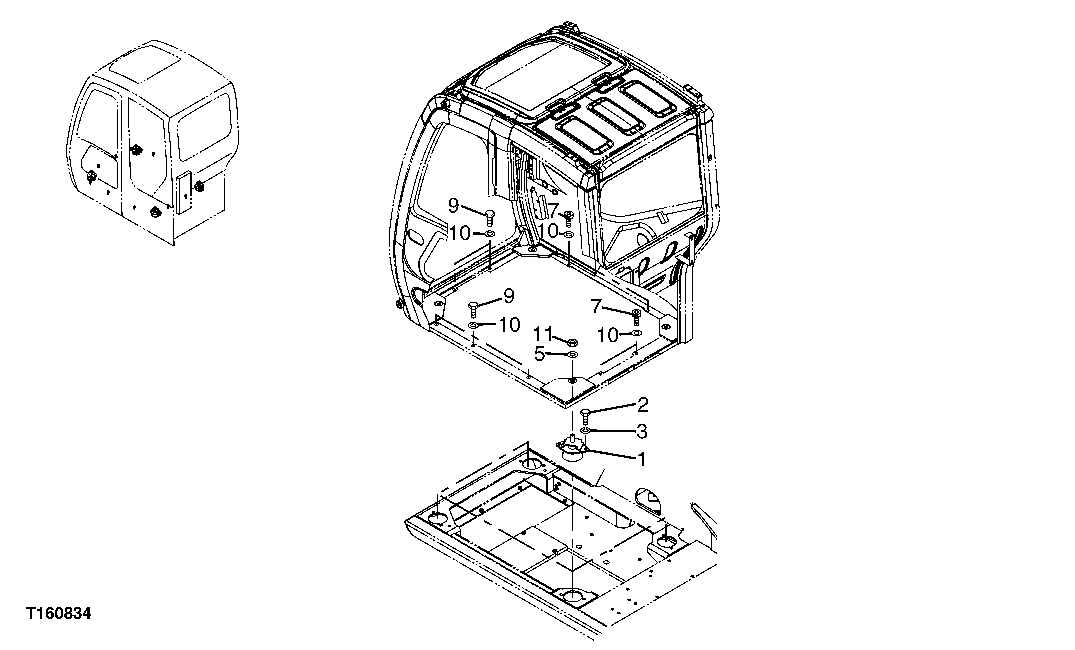 Схема запчастей John Deere 25CLC RTS - 87 - CAB ISOLATORS AND MOUNTING 1810 OPERATORS ENCLOSURE