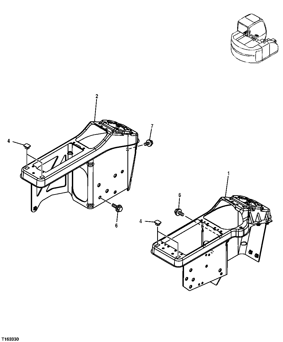 Схема запчастей John Deere 25CLC RTS - 101 - CONSOLE 1816 INSTRUMENT & CONTROL MOUNTING STRUCTURE