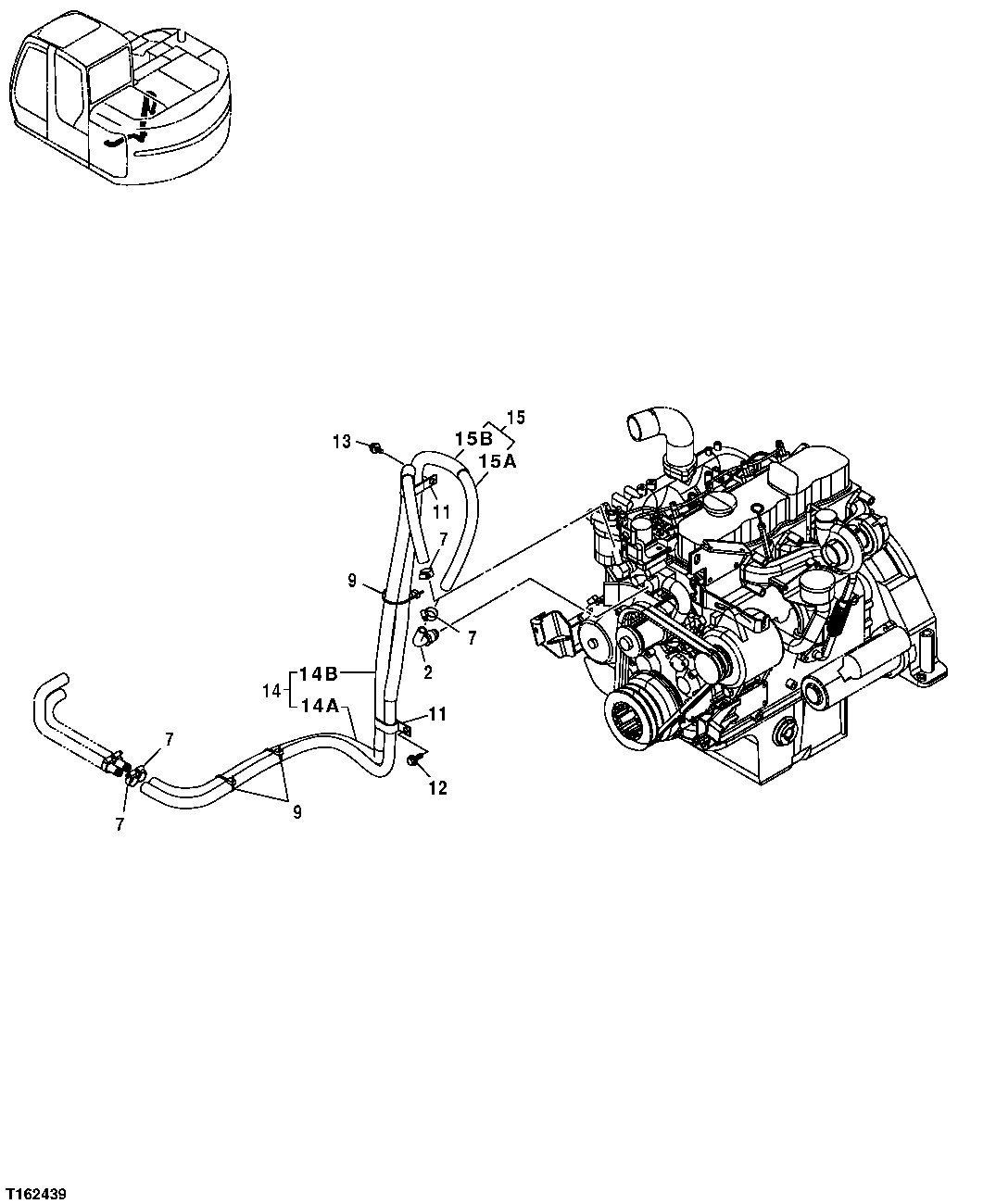 Схема запчастей John Deere 25CLC RTS - 112 - HEATER HOSES 1831 HEATER, HOSES & CONTROLS