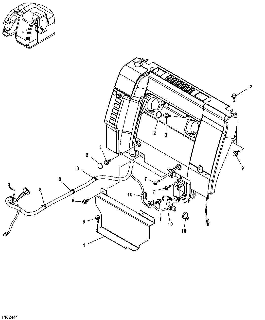 Схема запчастей John Deere 25CLC RTS - 115 - REAR COVER COMPONENTS 1831 HEATER, HOSES & CONTROLS