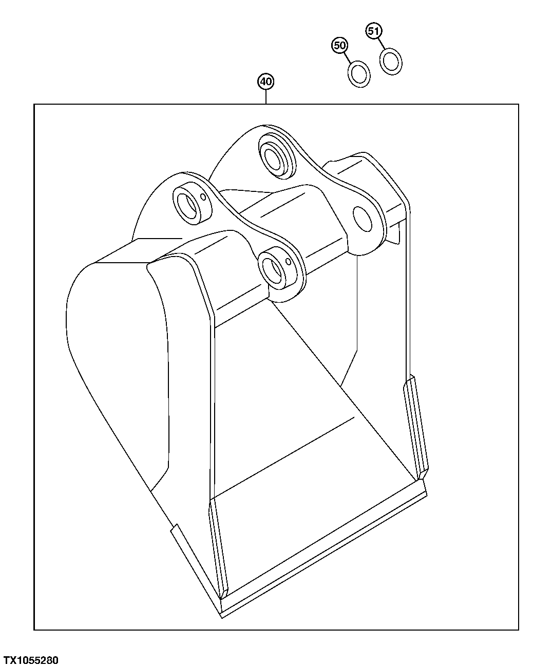 Схема запчастей John Deere 25CLC RTS - 160 - DITCHING BUCKET 3302 BUCKET WITH TEETH