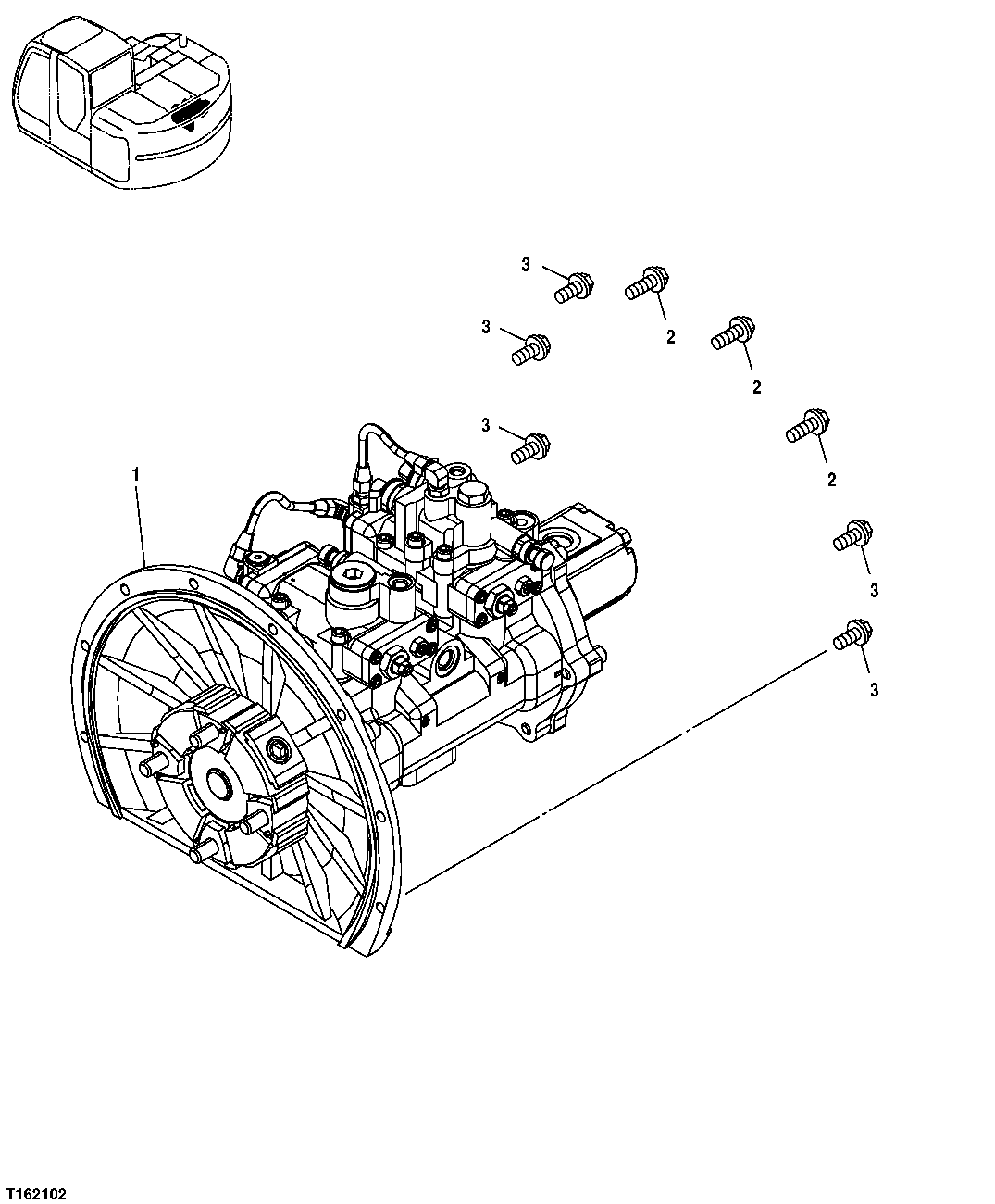 Схема запчастей John Deere 25CLC RTS - 187 - MAIN HYDRAULIC PUMP 3361 HYDRAULIC PUMP