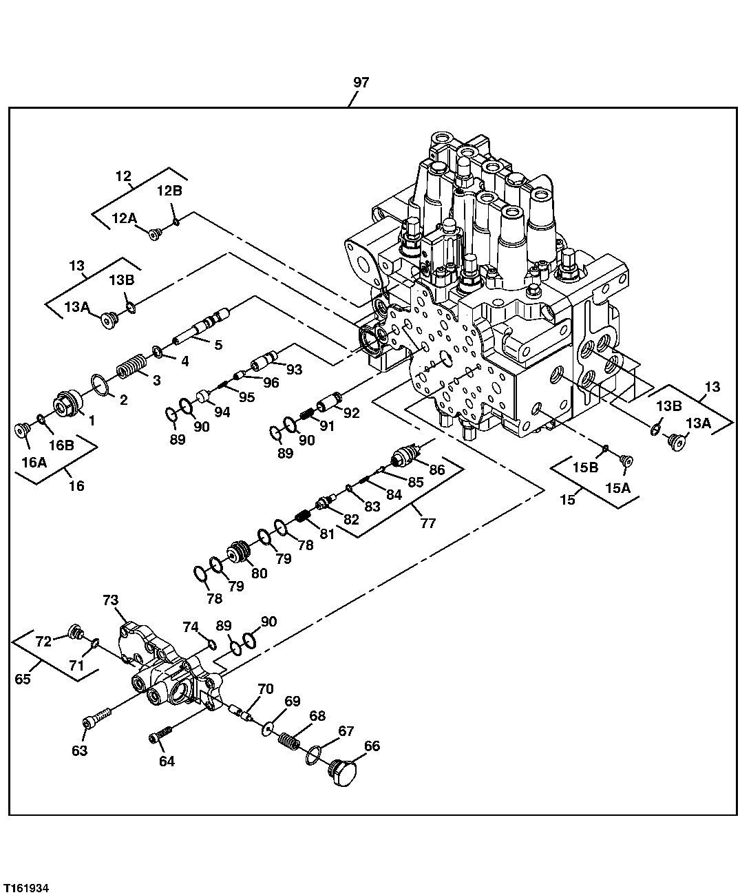 Схема запчастей John Deere 25CLC RTS - 199 - CONTROL VALVE (4-SPOOL SIDE) 3362 CONTROL & LOAD HOLDING VALVES