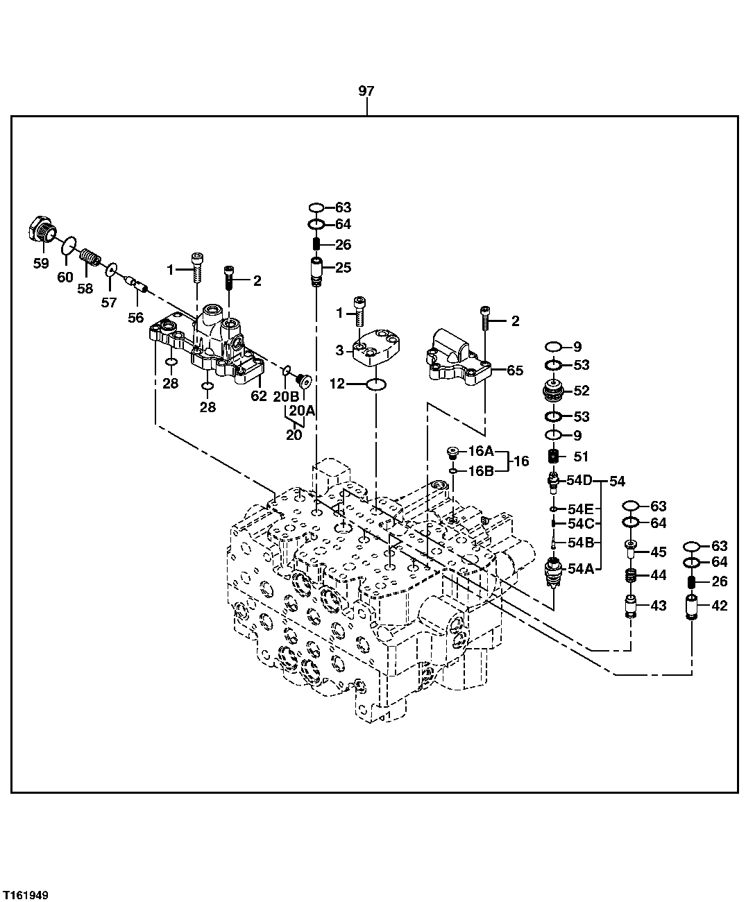 Схема запчастей John Deere 25CLC RTS - 200 - CONTROL VALVE (5-SPOOL SIDE) 3362 CONTROL & LOAD HOLDING VALVES