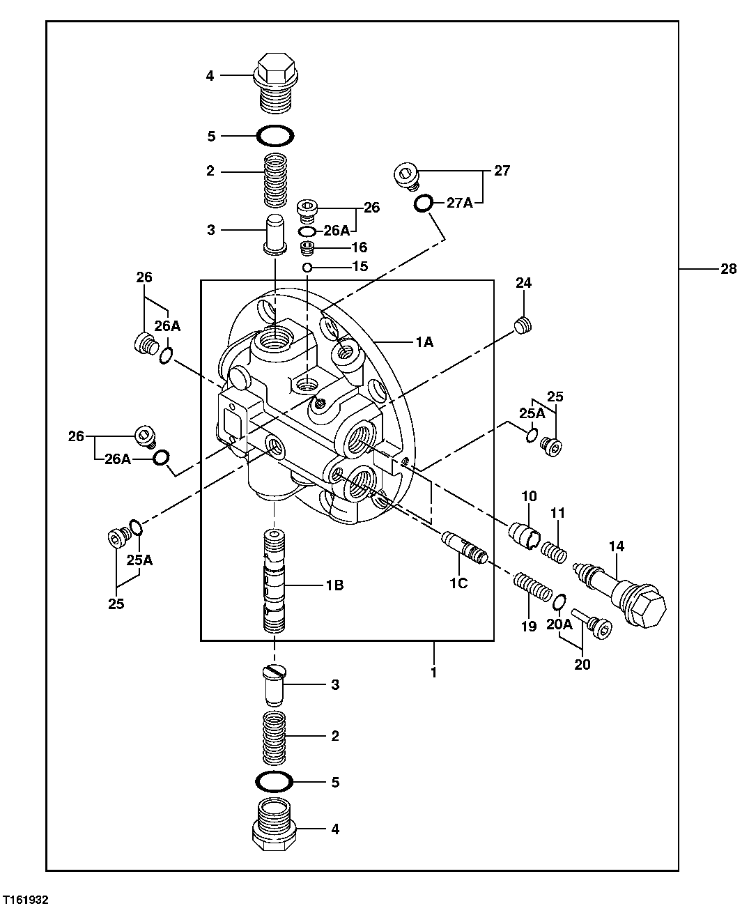 Схема запчастей John Deere 25CLC RTS - 206 - BRAKE VALVE (PROPEL) 3362 CONTROL & LOAD HOLDING VALVES