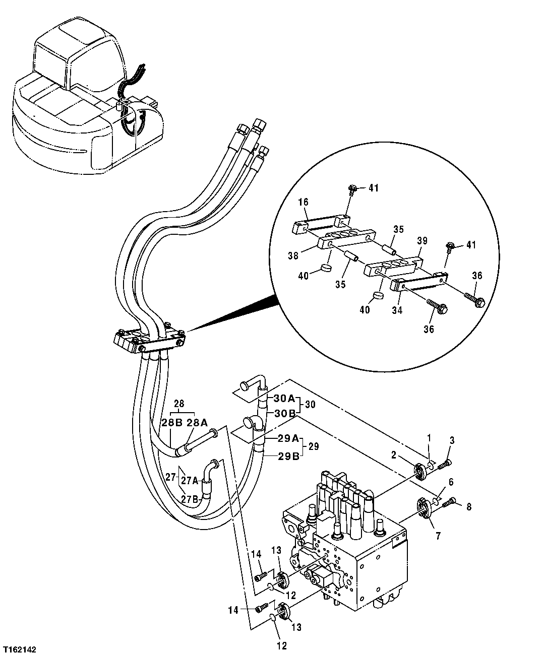 Схема запчастей John Deere 25CLC RTS - 222 - MAIN HYDRAULIC LINES (CONTROL VALVE TO ARM CYLINDER) 3363 LINES, HOSES AND FITTINGS