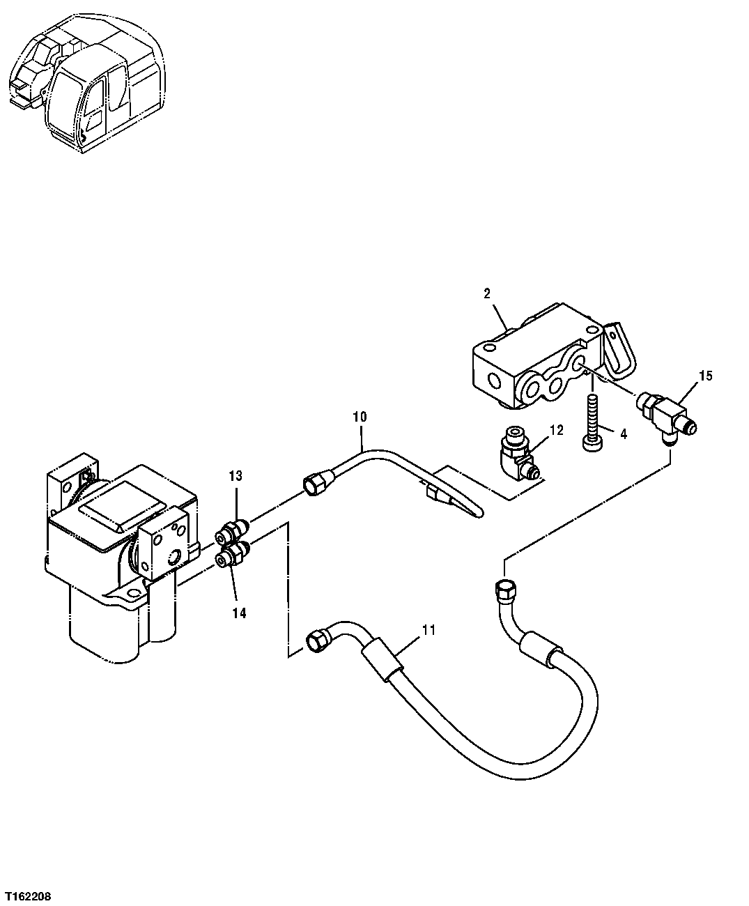 Схема запчастей John Deere 25CLC RTS - 233 - PILOT LINES (PROPEL PILOT VALVE TO PILOT SHUTOFF VALVE) 3363 LINES, HOSES AND FITTINGS